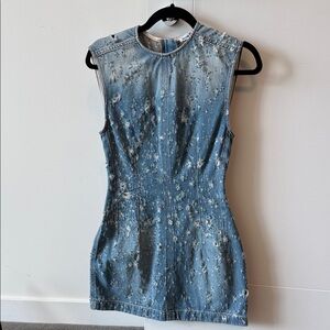 Acne Studios Blue Denim Distressed Mini Dress